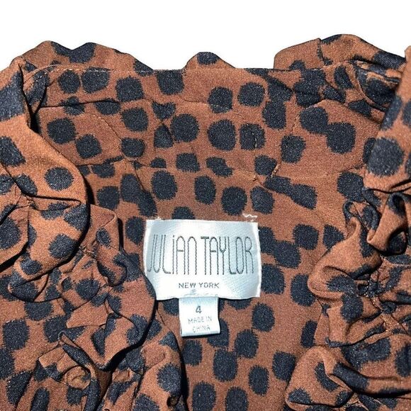 JULIAN TAYLOR Cheetah Print Dress W/ Frilled Bodice Size 4 - Picture 5 of 5